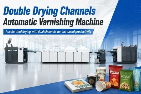 double drying channels automatic varnishing machine illustration